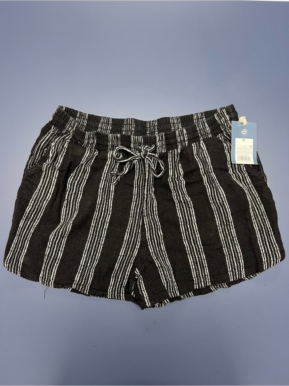 Universal Thread Black & White Striped High Waist Drawstring Shorts